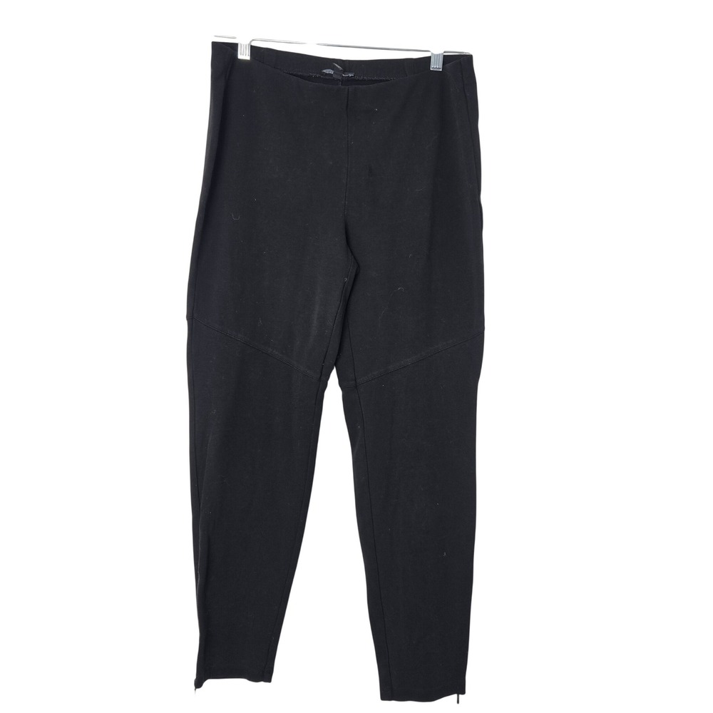 Eileen Fisher Size M Black Viscose‎ Jersey Ponte Knit Zip Ankle Pants Womens